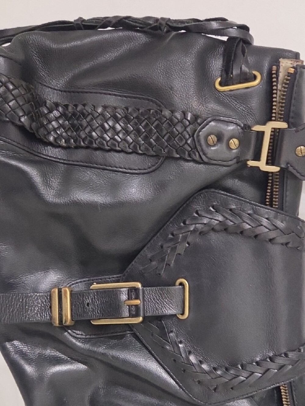 Cole Haan Village Weave Black Leather Shoulder Bag (As-Is / Wear) - Picture 7 of 16
